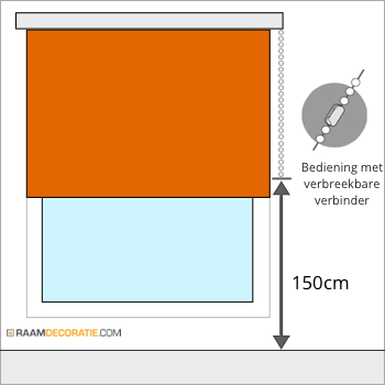 Kindveilig rolgordijn met verbreekbare ketting verbinder